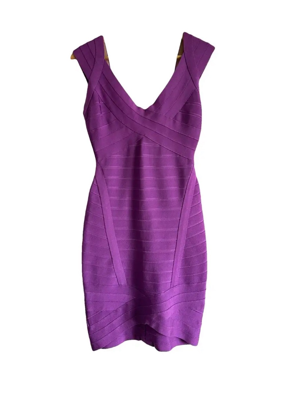 HERVÉ LÉGER Nicolette Purple Bandage Dress Bodycon Mini, Size S - Picture 2 of 8
